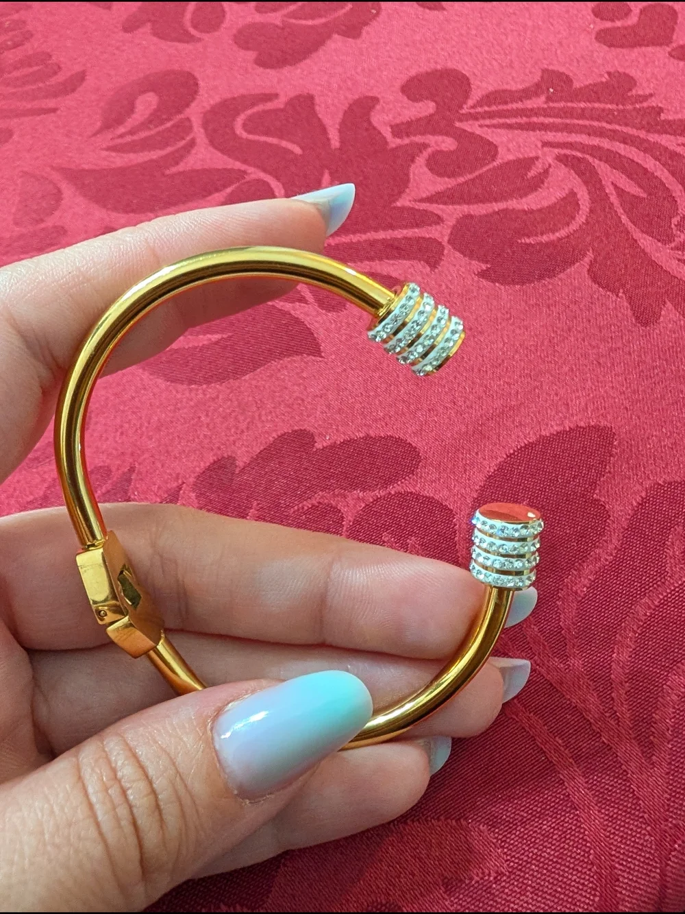 Gold-Tone Color Crystal Cuff Bracelet - Women Jewelry